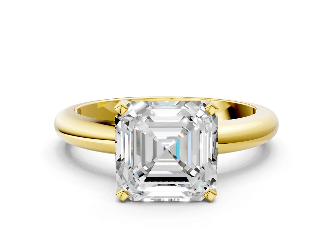 Yellow gold 1 Carat Asscher Cut  Solitaire Engagement Ring with Round Band and Four-Prong Setting_156
