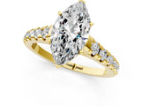 Yellow gold 1 Carat Marquise Cut  Solitaire Ring with Cathedral Setting and Pavé Band_1