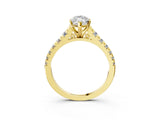 Yellow gold 1 Carat Marquise Cut  Solitaire Ring with Cathedral Setting and Pavé Band_3