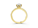 Yellow gold 1 Carat Marquise Cut  Solitaire Ring with Pavé Band and Four-Prong Setting_3