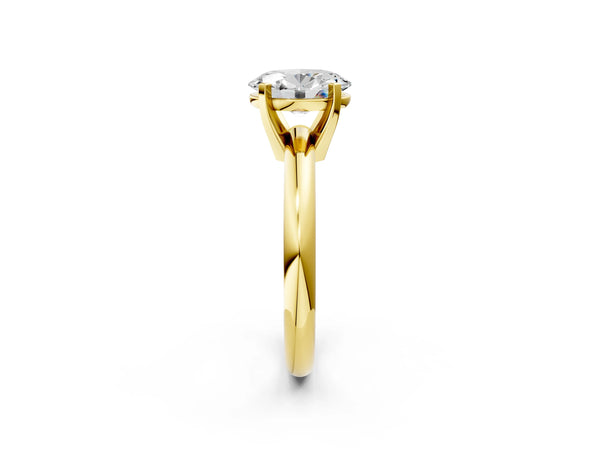 1 Carat Oval Cut Yellow gold Diamond Solitaire Engagement Ring with Round Band and Four-Prong Setting
