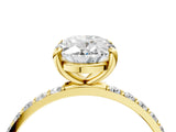 Yellow gold 1 Carat Oval Cut  Solitaire Ring with Pave Band and Four Prong Setting_4