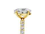 Yellow gold 1 Carat Oval Cut  Solitaire Ring with Pave Band and Four Prong Setting_5