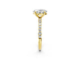 Yellow gold 1 Carat Oval Cut  Solitaire Ring with Pave Band and Four Prong Setting_9