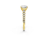 Yellow gold 1 Carat Princess Cut  Solitaire Ring with Cathedral Setting and Pavé Band_2