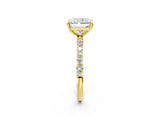 Yellow gold 1 Carat Radiant Cut  Solitaire Ring with Pave Band and Four Prong Setting_14