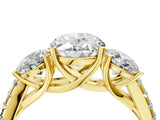 Yellow gold 1 Carat Three-Stone Oval Cut  Ring with Pavé Band and Prong Setting_4