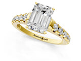 Yellow gold 1.5 Carat Emerald Cut  Solitaire Ring with Cathedral Setting and Pavé Band_1