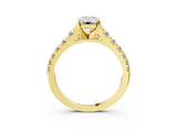 Yellow gold 1.5 Carat Emerald Cut  Solitaire Ring with Cathedral Setting and Pavé Band_3