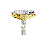 10K Yellow Gold 1.51 Carat F VS1 Marquise Diamond Ring with Marquise and Round Side Stones and Four-Prong Setting