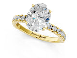 Yellow gold 1.5 Carat Oval Cut  Pave Band Solitaire Ring with Four-Prong Setting_13
