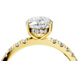 Yellow gold 1.5 Carat Oval Cut  Pave Band Solitaire Ring with Four-Prong Setting_16