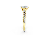 Yellow gold 1.5 Carat Pear Cut  Solitaire Ring with Cathedral Setting and Pavé Band_2
