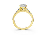 Yellow gold 1.5 Carat Princess Cut  Solitaire Ring with Cathedral Setting and Pavé Band_3