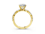 Yellow gold 1.5 Carat Princess Cut  Solitaire with Side Stones on a Pavé Band and Four-Prong Setting_15