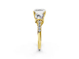 Yellow gold 1.5 Carat Three-Stone Asscher Cut Diamond Ring with Round  Pavé Band and Prong Setting_26