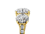 Yellow gold 1.5 Carat Three-Stone Round Cut  Ring with Pavé Band and Prong Setting_5
