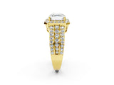 Yellow gold 10 Carat Asscher Cut Halo  Ring with Split Shank and Four-Prong Setting_2