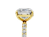 Yellow gold 10 Carat Asscher Cut  Solitaire Ring with Pave Band and Four Prong Setting_5