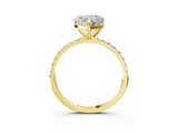 Yellow gold 10 Carat Heart Cut  Solitaire Ring with Pave Band and Four Prong Setting_3