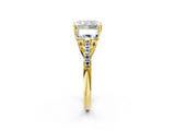 Yellow gold 10 Carat Three-Stone Radiant Cut  Ring with Pavé Band and Prong Setting_2