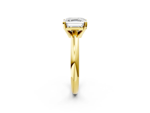 2 Carat Asscher Cut Yellow gold Diamond Solitaire Engagement Ring with Round Band and Four-Prong Setting