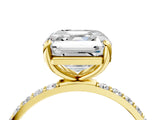 Yellow gold 2 Carat Asscher Cut  Solitaire Ring with Pave Band and Four Prong Setting_4