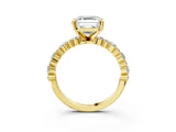 Yellow gold 2 Carat Asscher Cut  Solitaire with Side Stones, Pave Band, Four-Prong Setting_15