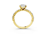 Yellow gold 2 Carat Cushion Cut  Solitaire with Side Stones, Pave Band, Four-Prong Setting_15