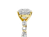 Yellow gold 2 Carat Cushion Cut  Solitaire with Side Stones on a Pavé Band and Four-Prong Setting_17