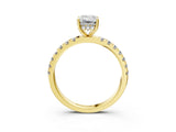 Yellow gold 2 Carat Emerald Cut  Pave Band Solitaire Ring with Four-Prong Setting_15