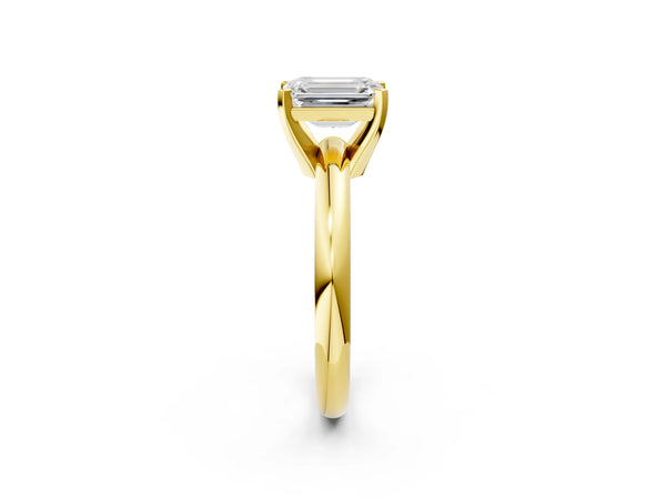 2 Carat Emerald Cut Yellow gold Diamond Solitaire Engagement Ring with Round Band and Four-Prong Setting