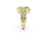 Yellow gold 2 Carat Marquise Cut Halo  Ring with Split Shank and Four-Prong Setting_2