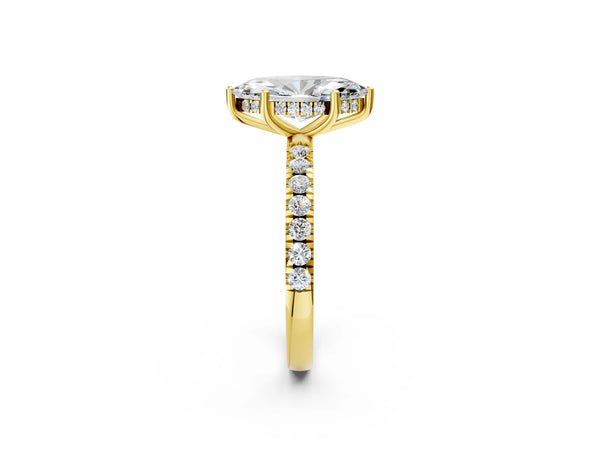 2 Carat Marquise Cut Yellow gold Diamond Pave Band Solitaire Ring with Round  and Prong Setting