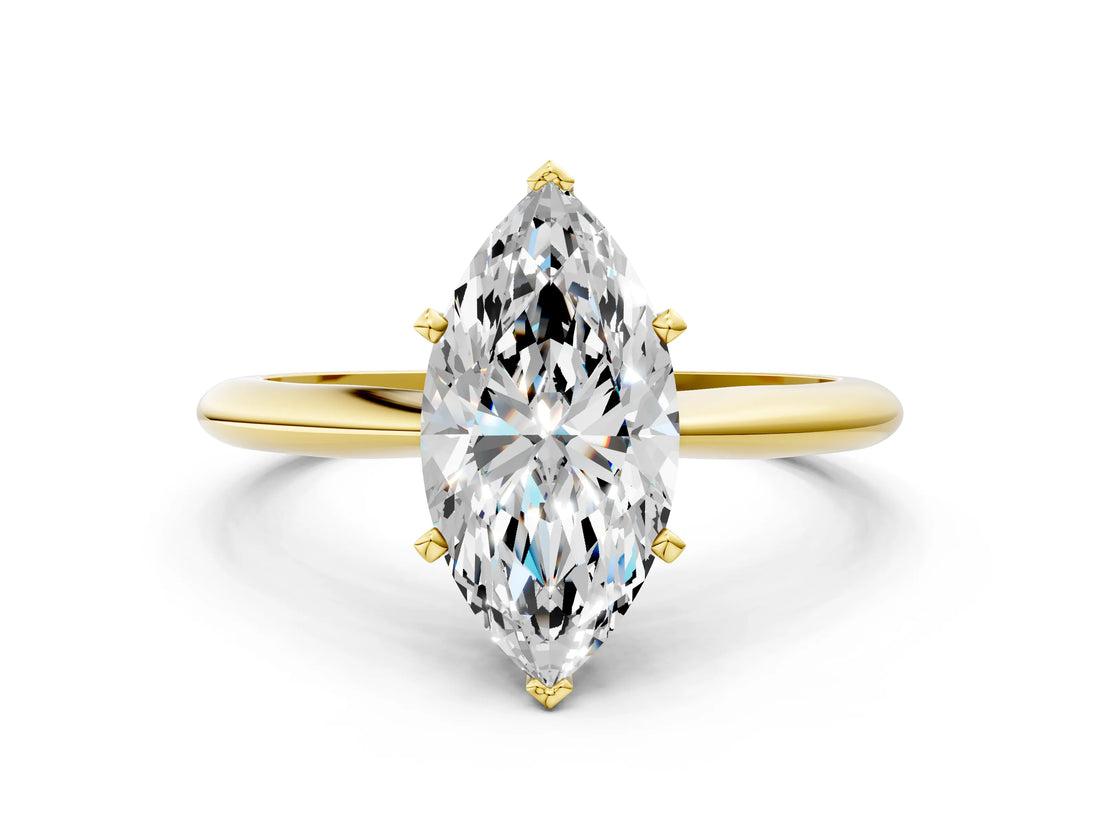 Yellow gold 2 Carat Marquise Cut  Solitaire Engagement Ring with Classic Band and Four-Prong Setting_12