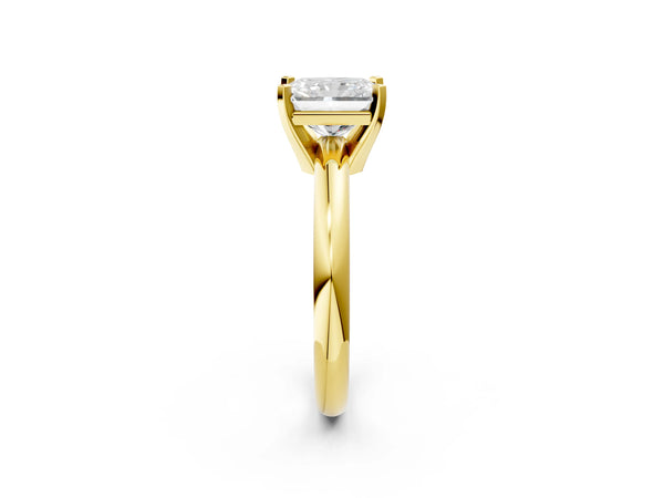 2 Carat Radiant Cut Yellow gold Diamond Solitaire Engagement Ring with Round Band and Four-Prong Setting