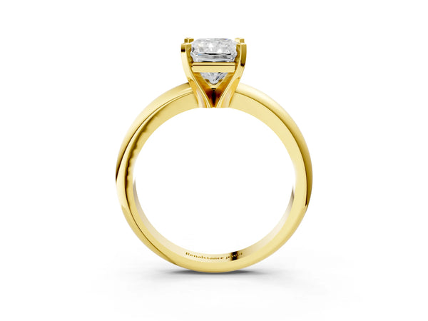 2 Carat Radiant Cut Yellow gold Diamond Solitaire Engagement Ring with Round Band and Four-Prong Setting
