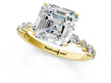 Yellow gold 2.5 Carat Asscher Cut  Solitaire with Side Stones on a Pavé Band and Four-Prong Setting_33