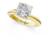 Yellow gold 2.5 Carat Cushion Cut  Solitaire Engagement Ring with Round Band and Four-Prong Setting_145