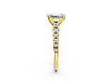 Yellow gold 2.5 Carat Emerald Cut  Solitaire Ring with Cathedral Setting and Pavé Band_2