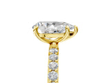 Yellow gold 2.5 Carat Pear Cut  Solitaire Ring with Pave Band and Four Prong Setting_17