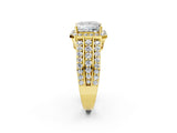 Yellow gold 2.5 Carat Princess Cut Halo  Ring with Split Shank and Four-Prong Setting_2