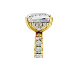 Yellow gold 2.5 Carat Princess Cut  Pave Band Solitaire Ring with Four-Prong Setting_5
