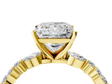 Yellow gold 2.5 Carat Princess Cut  Solitaire with Side Stones on a Pavé Band and Four-Prong Setting_16