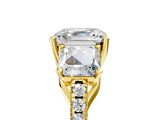 Yellow gold 2.5 Carat Three-Stone Asscher Cut Diamond Ring with Round  Pavé Band and Prong Setting_17