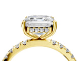 Yellow gold 3 Carat Asscher Cut  Pave Band Solitaire Ring with Four-Prong Setting_4