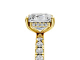 Yellow gold 3 Carat Asscher Cut  Pave Band Solitaire Ring with Four-Prong Setting_5