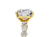 Yellow gold 3 Carat Asscher Cut  Solitaire with Side Stones, Pave Band, Four-Prong Setting_17