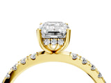 Yellow gold 3 Carat Emerald Cut  Pave Band Solitaire Ring with Four-Prong Setting_24