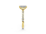Yellow gold 3 Carat Emerald Cut  Solitaire Ring with Pave Band and Four Prong Setting_14